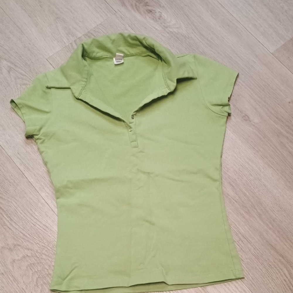 Green Fitted Polo Collar Button Down Shirt